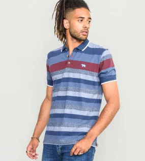 D555 KNIGHTSBRIDGE Mens Jacquard Stripe Polo Shirt With Chest Embroidery