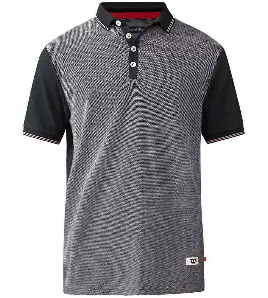 D555 Mens Jaquard Polo With Jersey Back and Sleeve CECIL BLACK