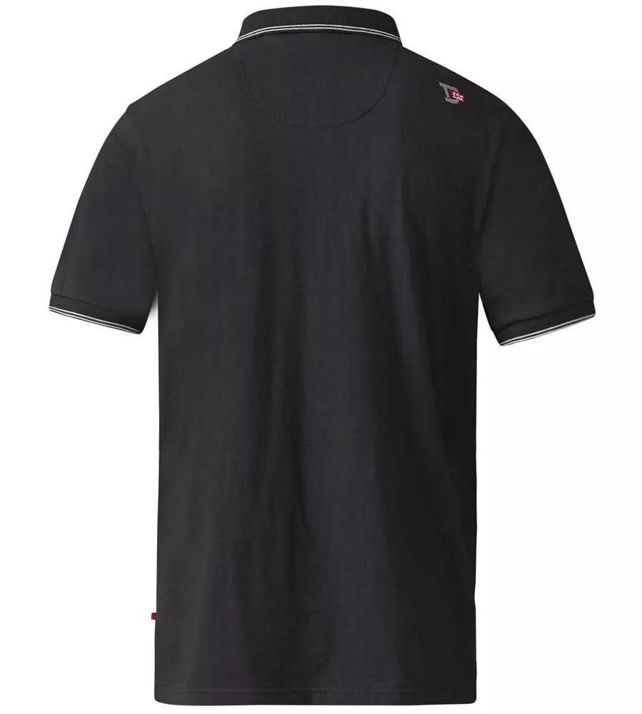 D555 Mens Jaquard Polo With Jersey Back and Sleeve CECIL BLACK