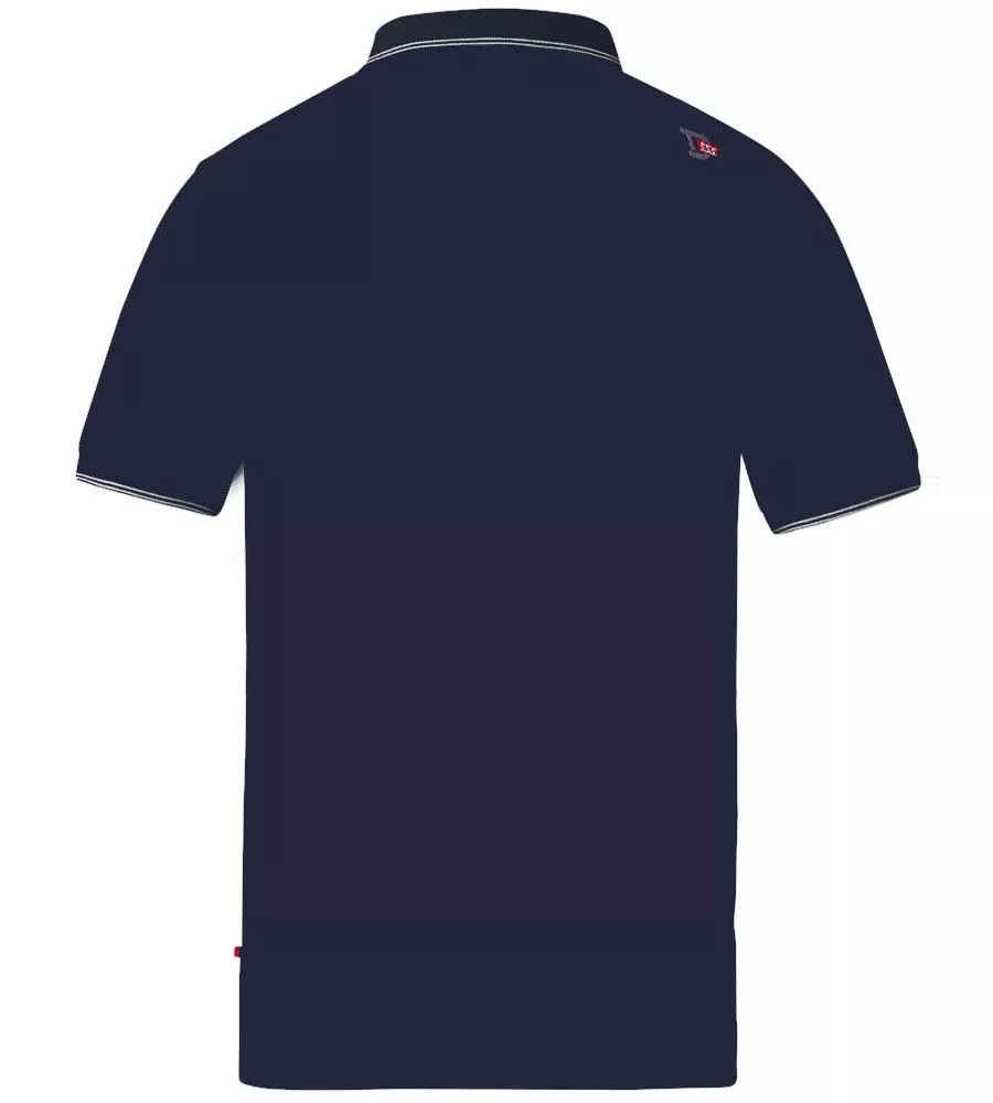 D555 Navy Jaquard Polo Shirt with Jersey Back and Sleeve