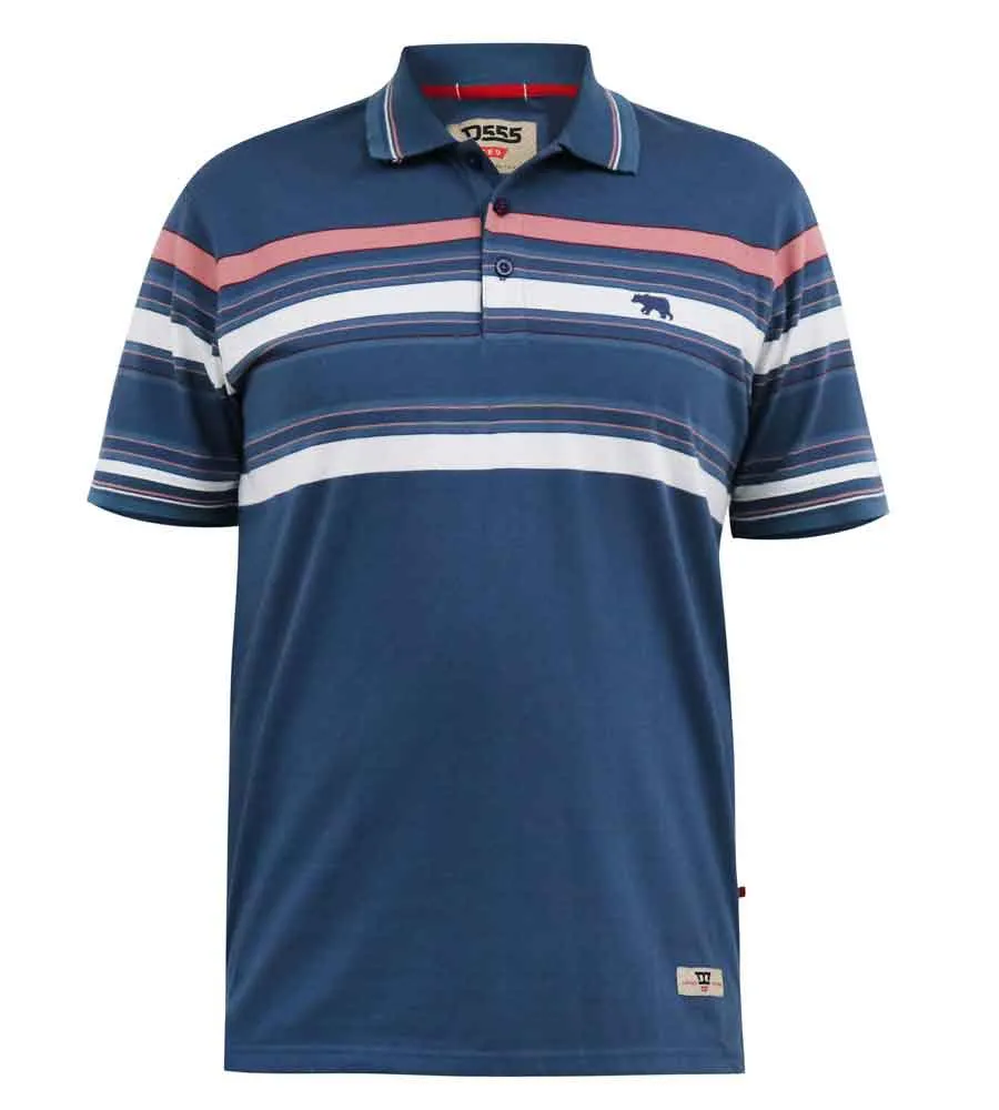 D555 Mens Jersey Polo Shirt Half Stripe EASTON