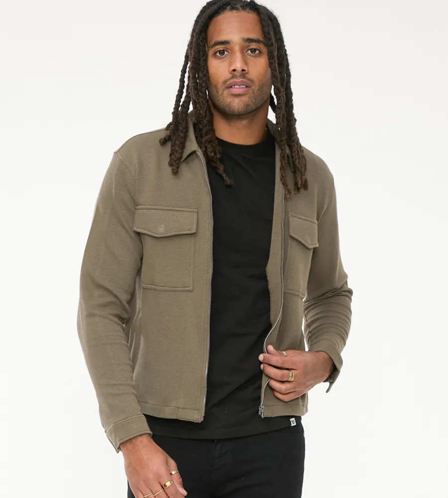 D555 Men's Stretch Zip Jacket with Patch Pockets