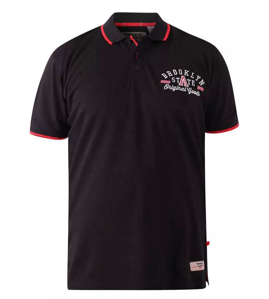 D555 Tall Men's Black Polo Shirt With Brooklyn Chest Embroidery (Canning 2)