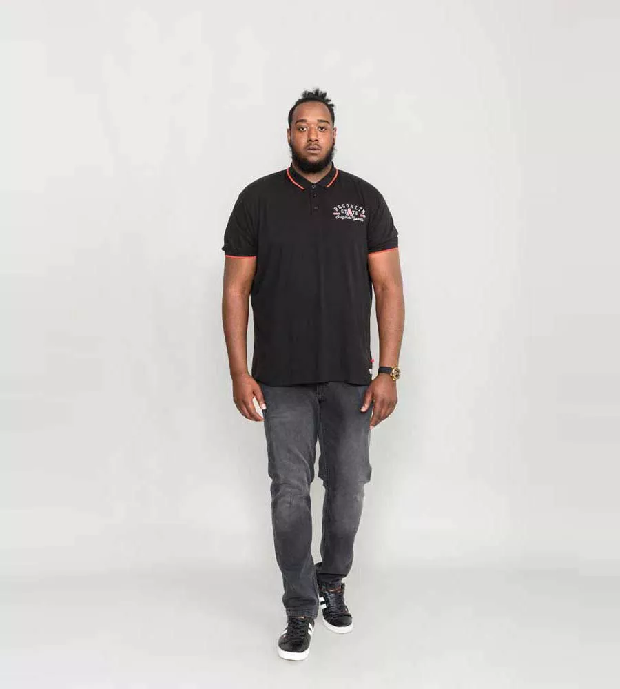 D555 Tall Men's Black Polo Shirt With Brooklyn Chest Embroidery (Canning 2)