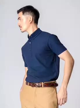 Dante Polo Navy Blue Short Sleeve Button Down.