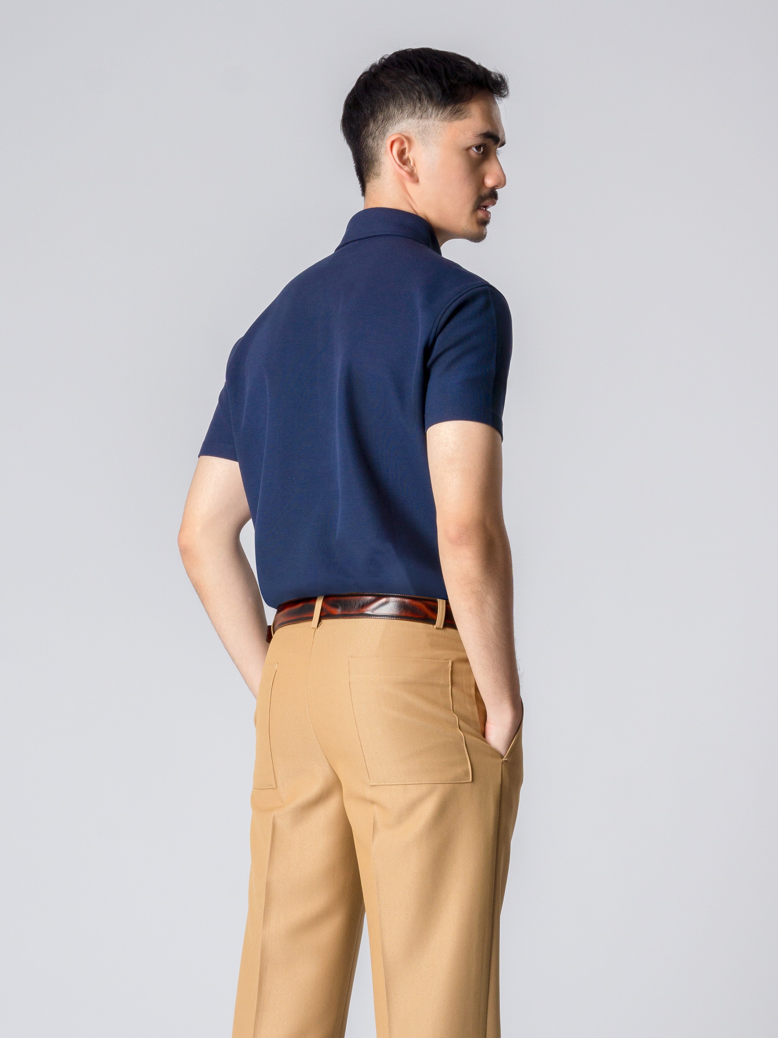 Dante Polo Navy Blue Short Sleeve Button Down.