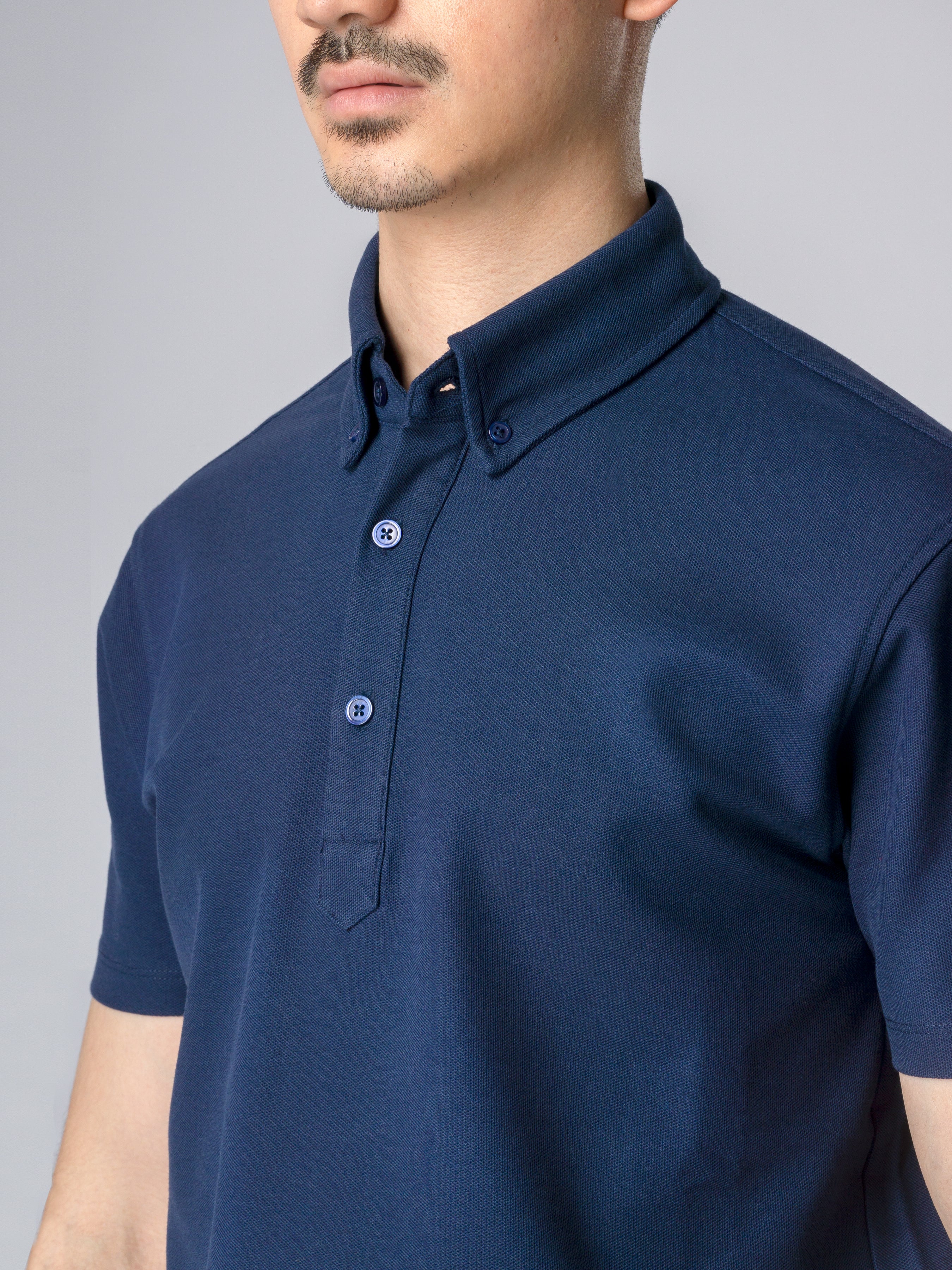 Dante Polo Navy Blue Short Sleeve Button Down.