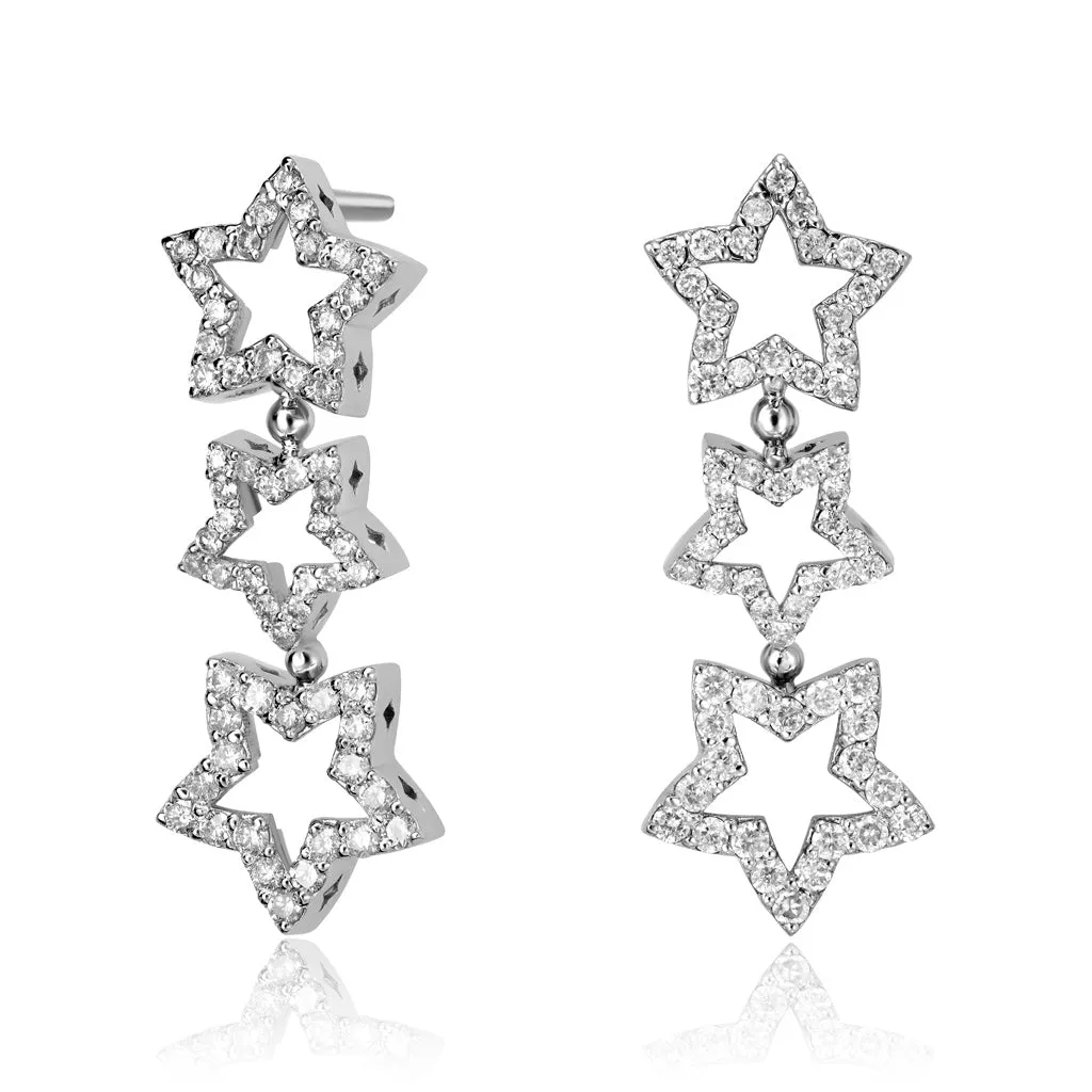 Diamond Star Drop Earrings - Trinity Collection