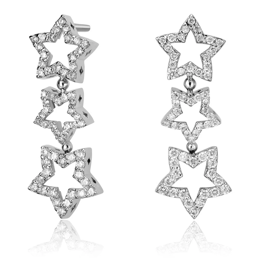 Diamond Star Drop Earrings - Trinity Collection