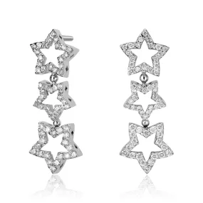 Diamond Star Drop Earrings - Trinity Collection