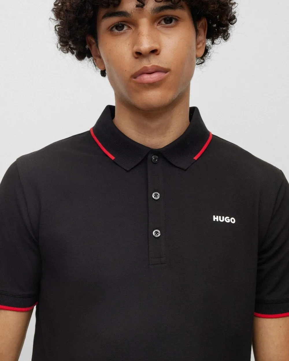 Dinoso222 Men's Slim-Fit Stretch Cotton Polo with Logo Print