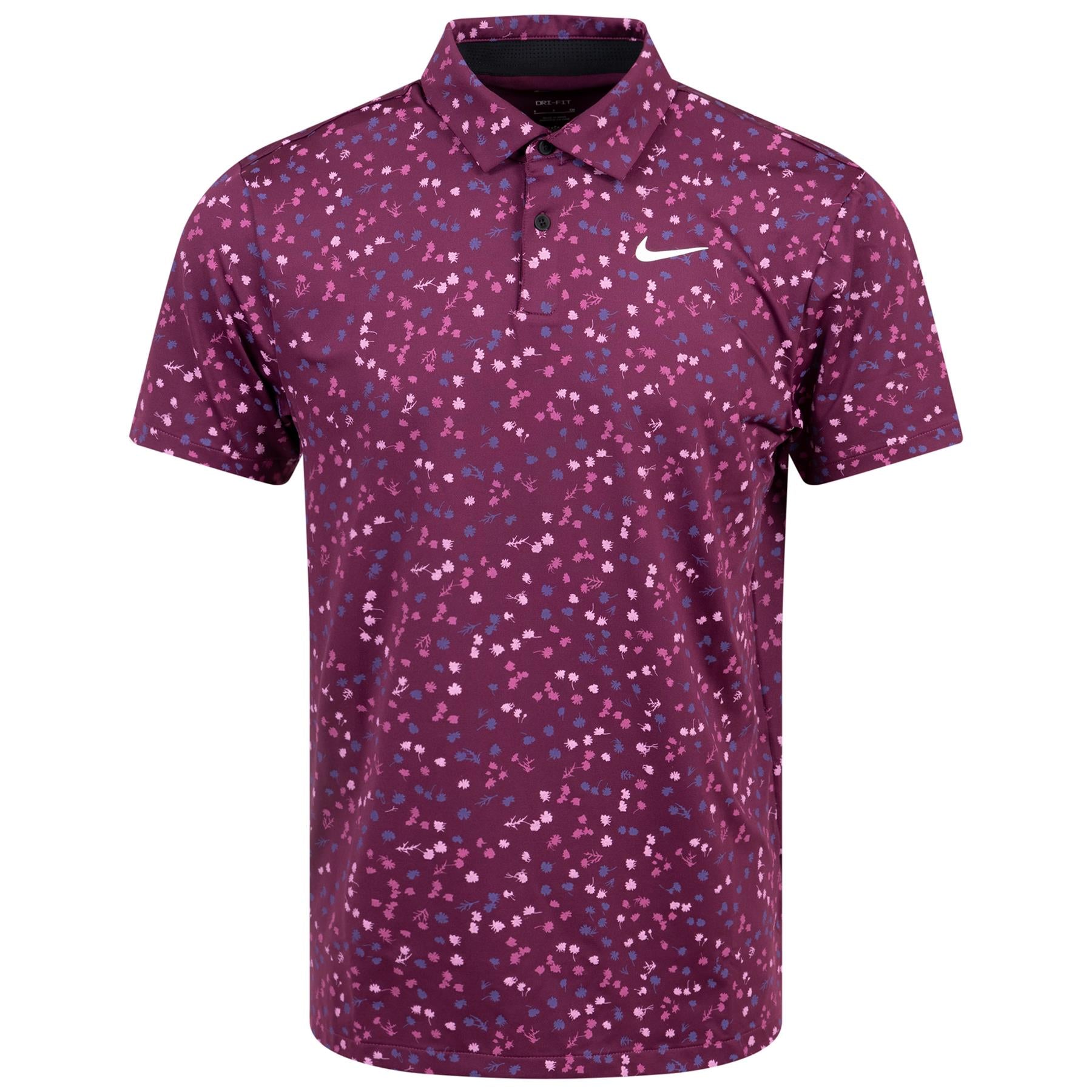 Dri-FIT stretch micro floral polo in Bordeaux Pink (W23)