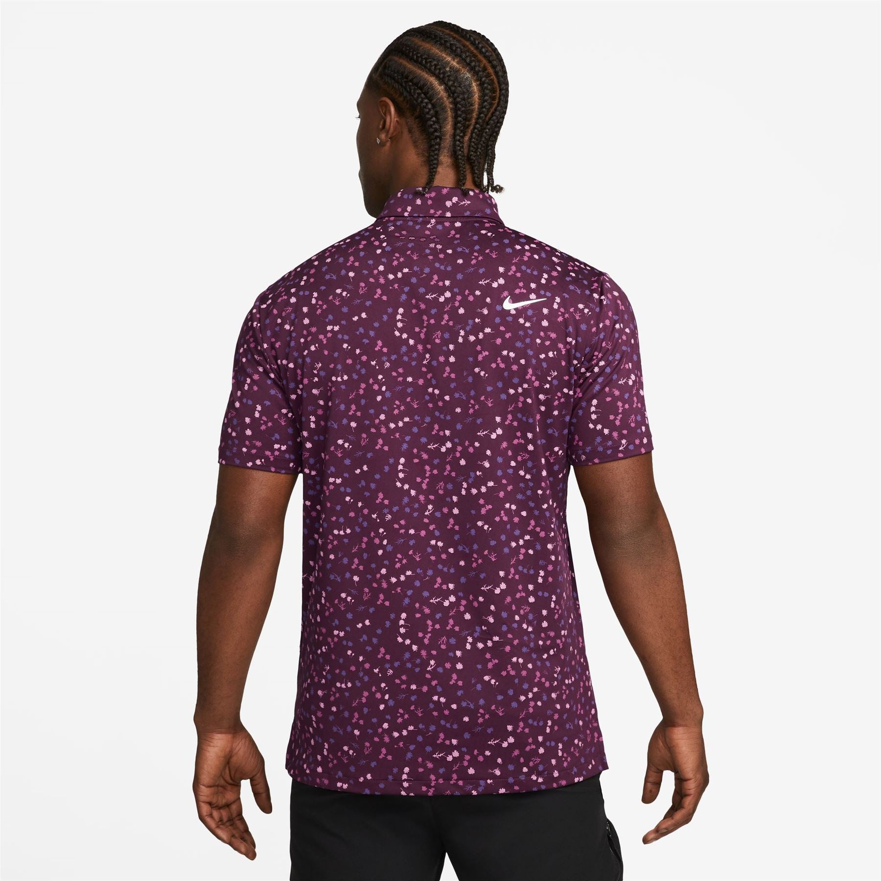 Dri-FIT stretch micro floral polo in Bordeaux Pink (W23)