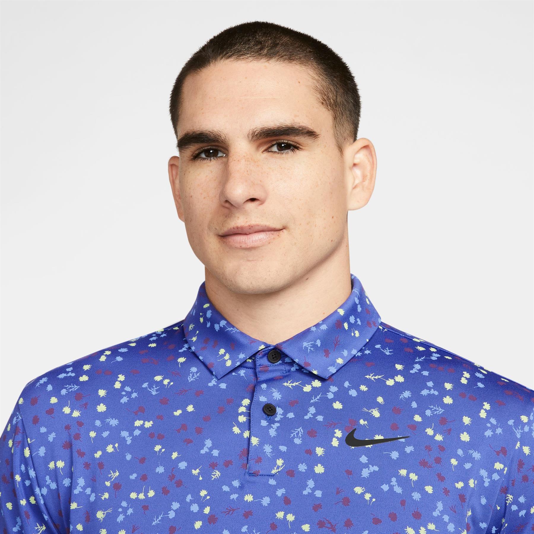 Dri-FIT Tour Stretch Micro Floral Polo in Lapis Blue - Size W23