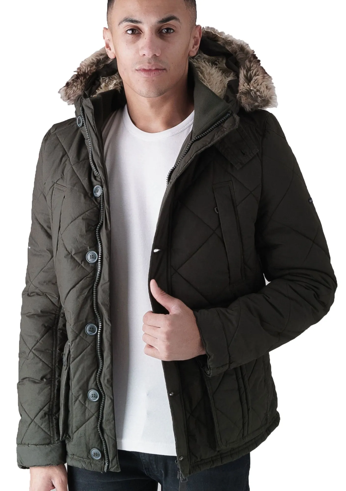 Duck and Cover Khaki Bazza Padded Parka Jacket