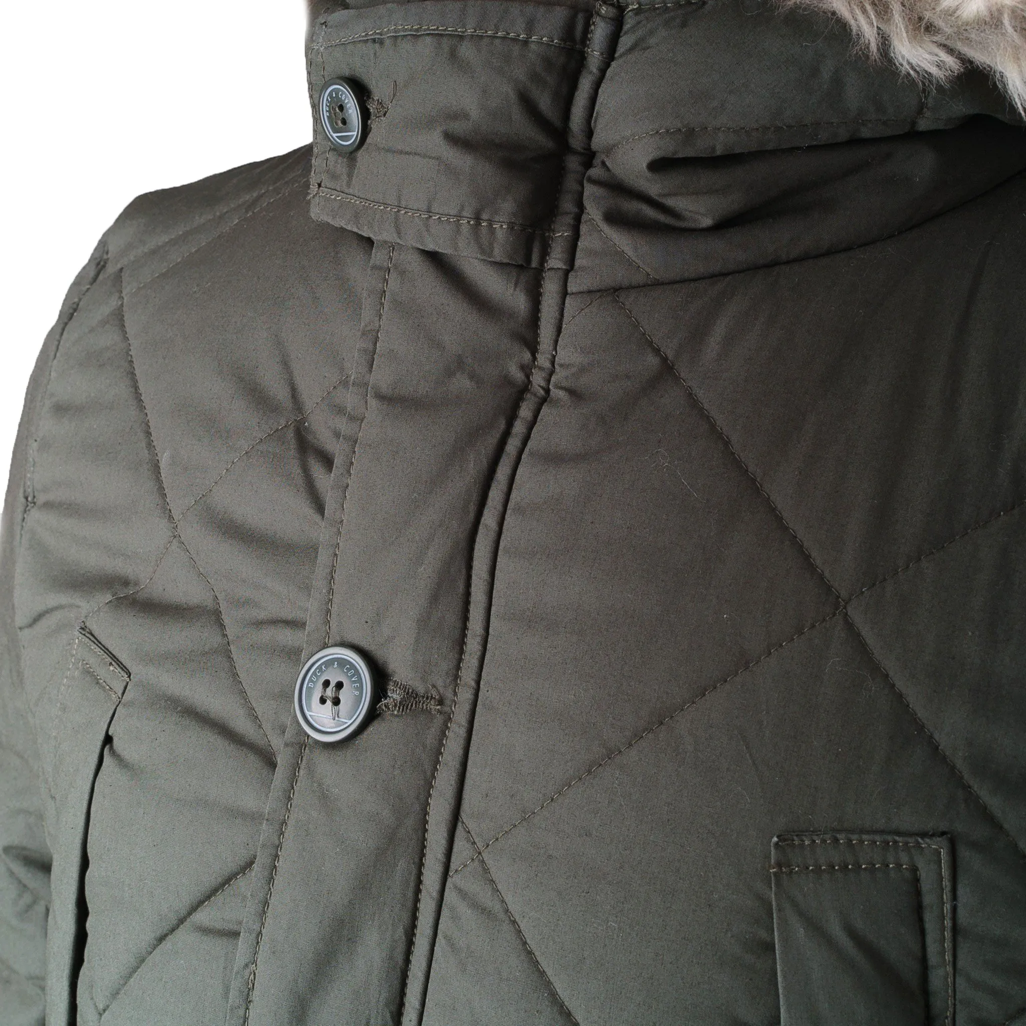 Duck and Cover Khaki Bazza Padded Parka Jacket