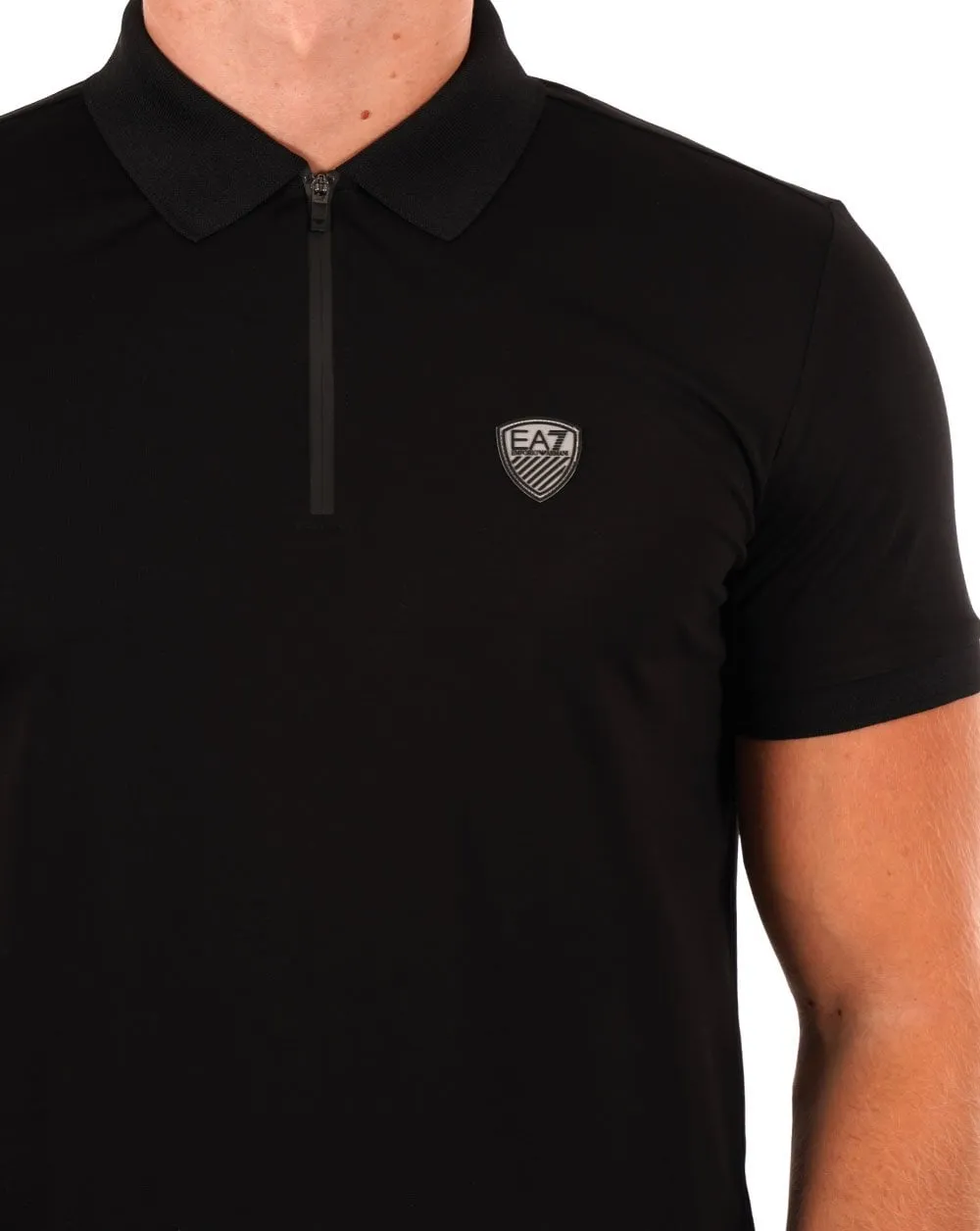 Black Zip Polo Shirt by EA7