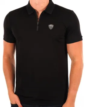 Black Zip Polo Shirt by EA7