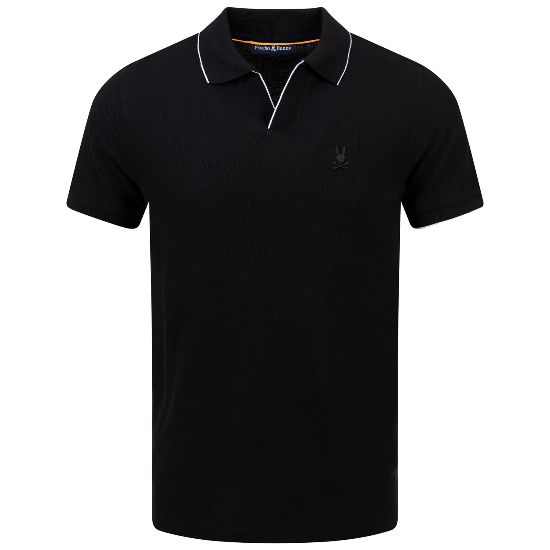 East Hills Johnny Collar Polo Shirt - Black Juacquard - SS24