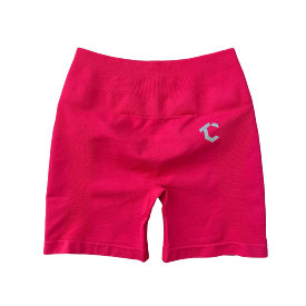 Electric Crimson Scrunch Biker Shorts