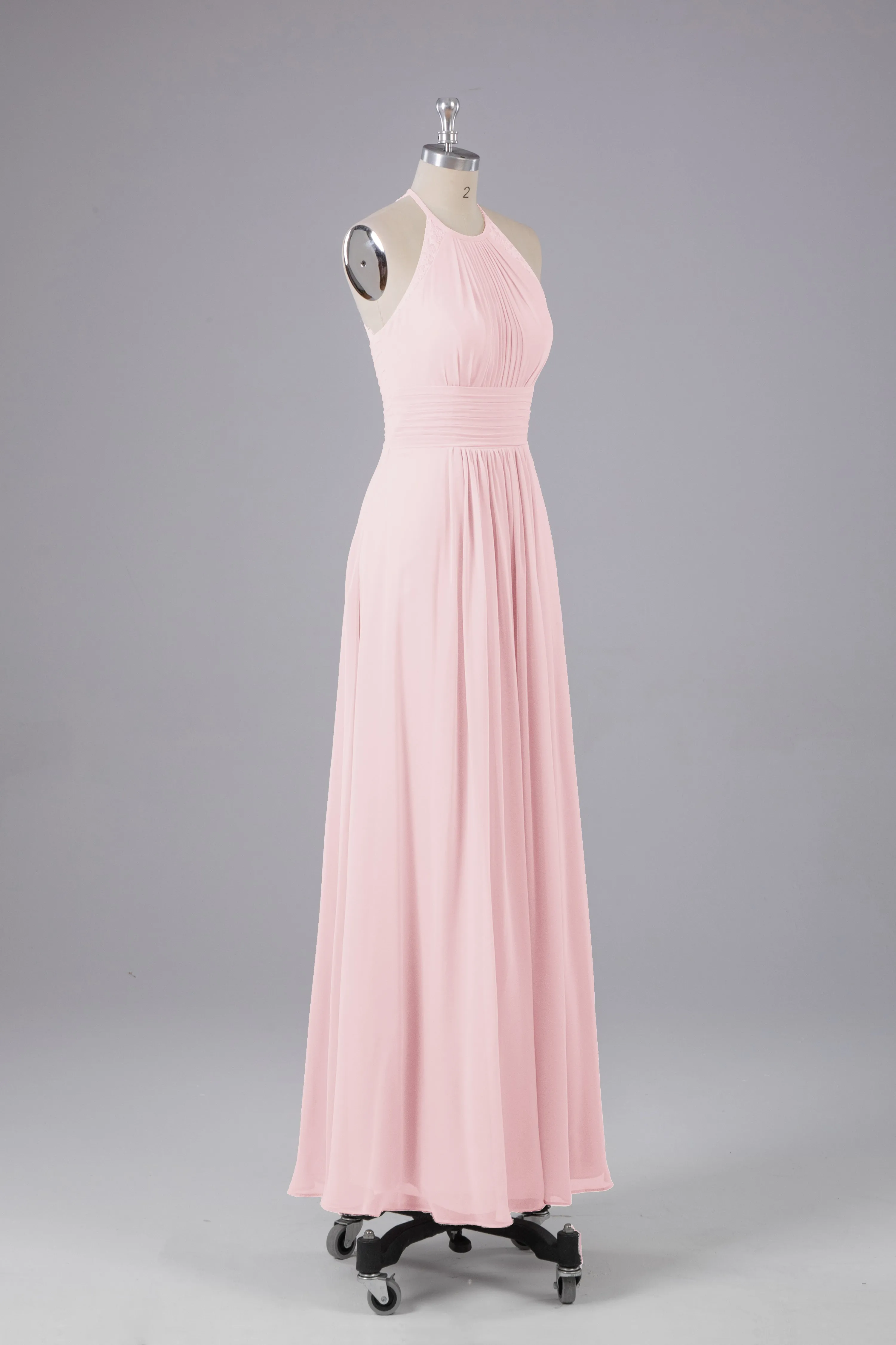 Chiffon Halter Bridesmaid Dresses - Floor Length, Elegant