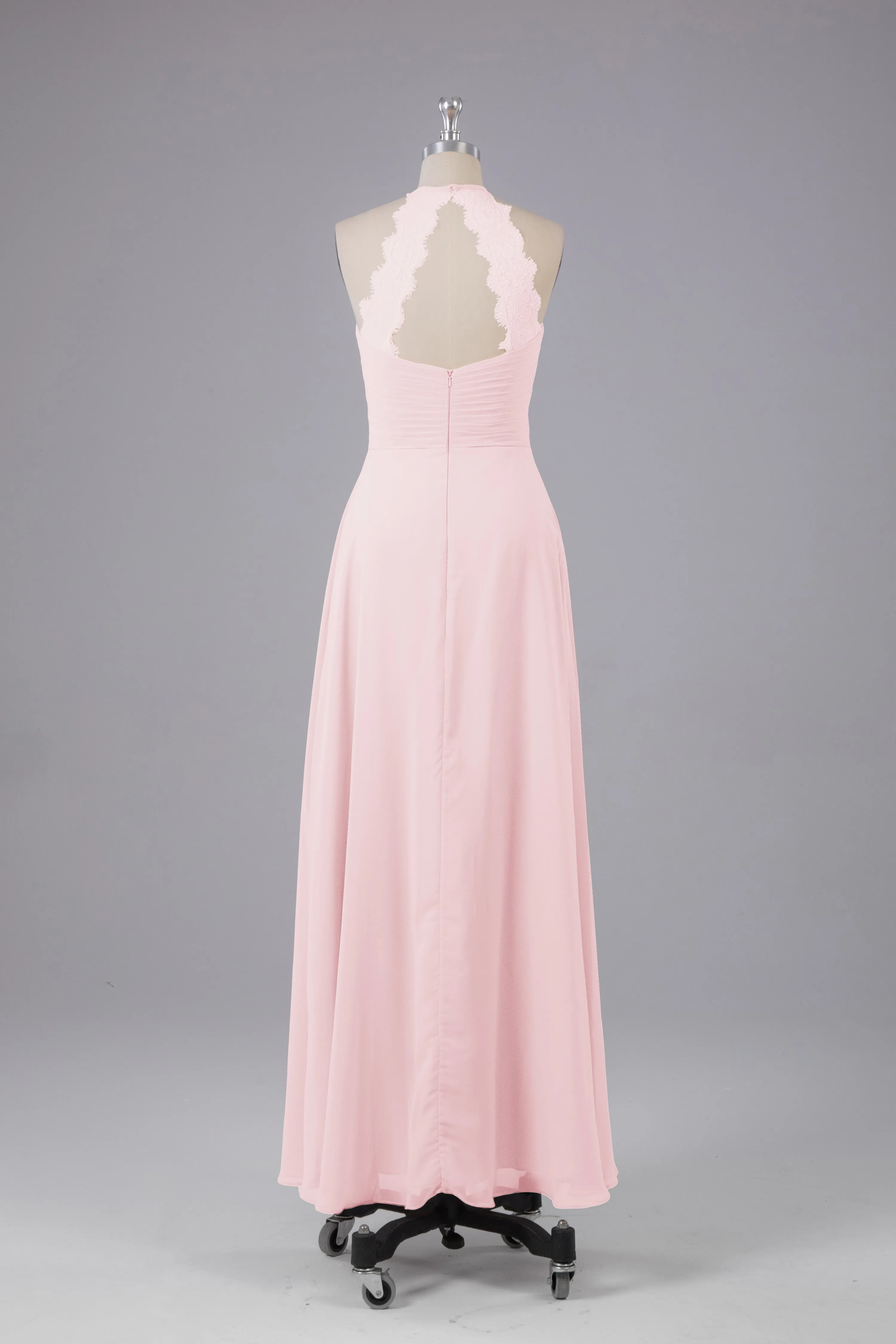 Chiffon Halter Bridesmaid Dresses - Floor Length, Elegant