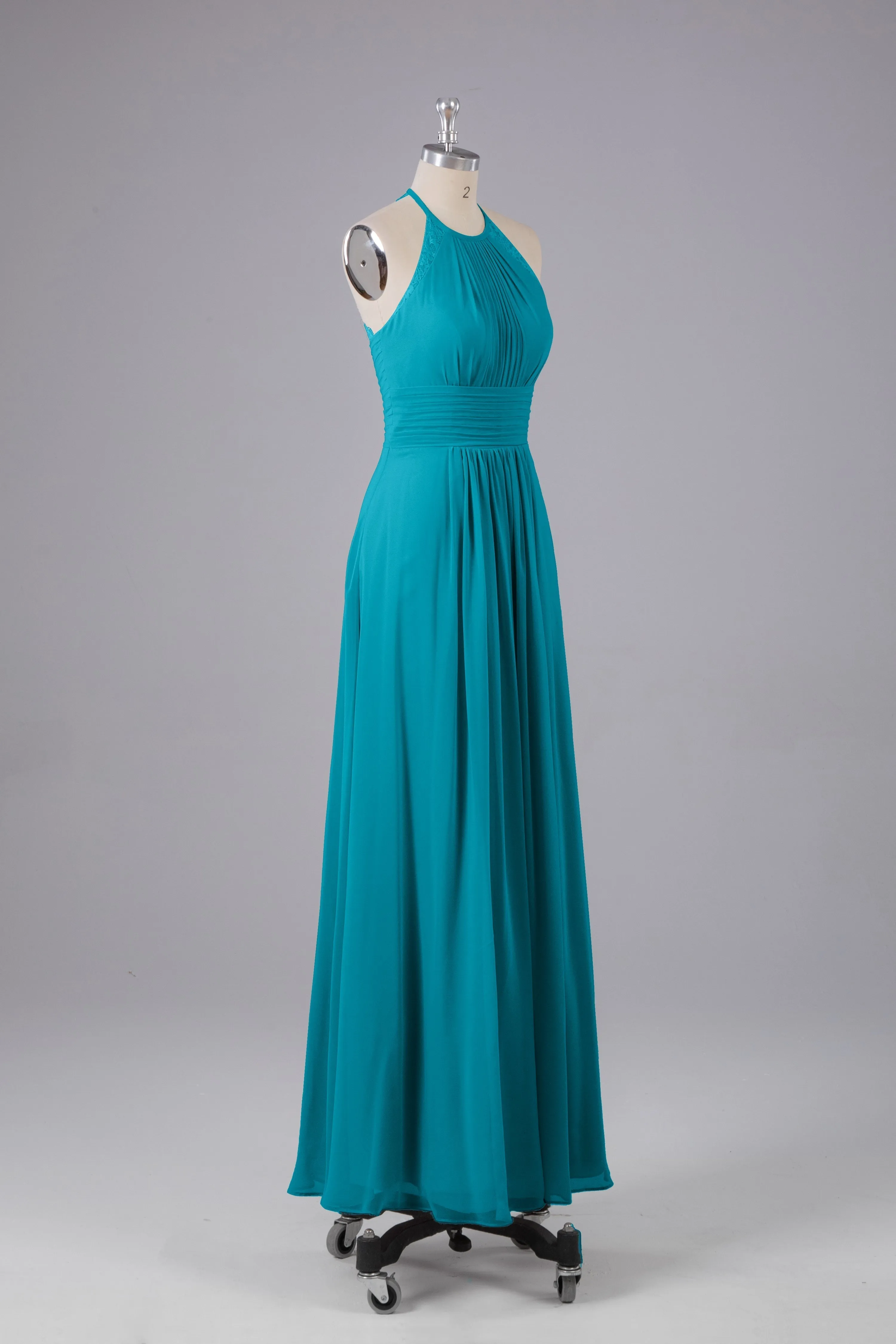 Chiffon Halter Bridesmaid Dresses - Floor Length, Elegant