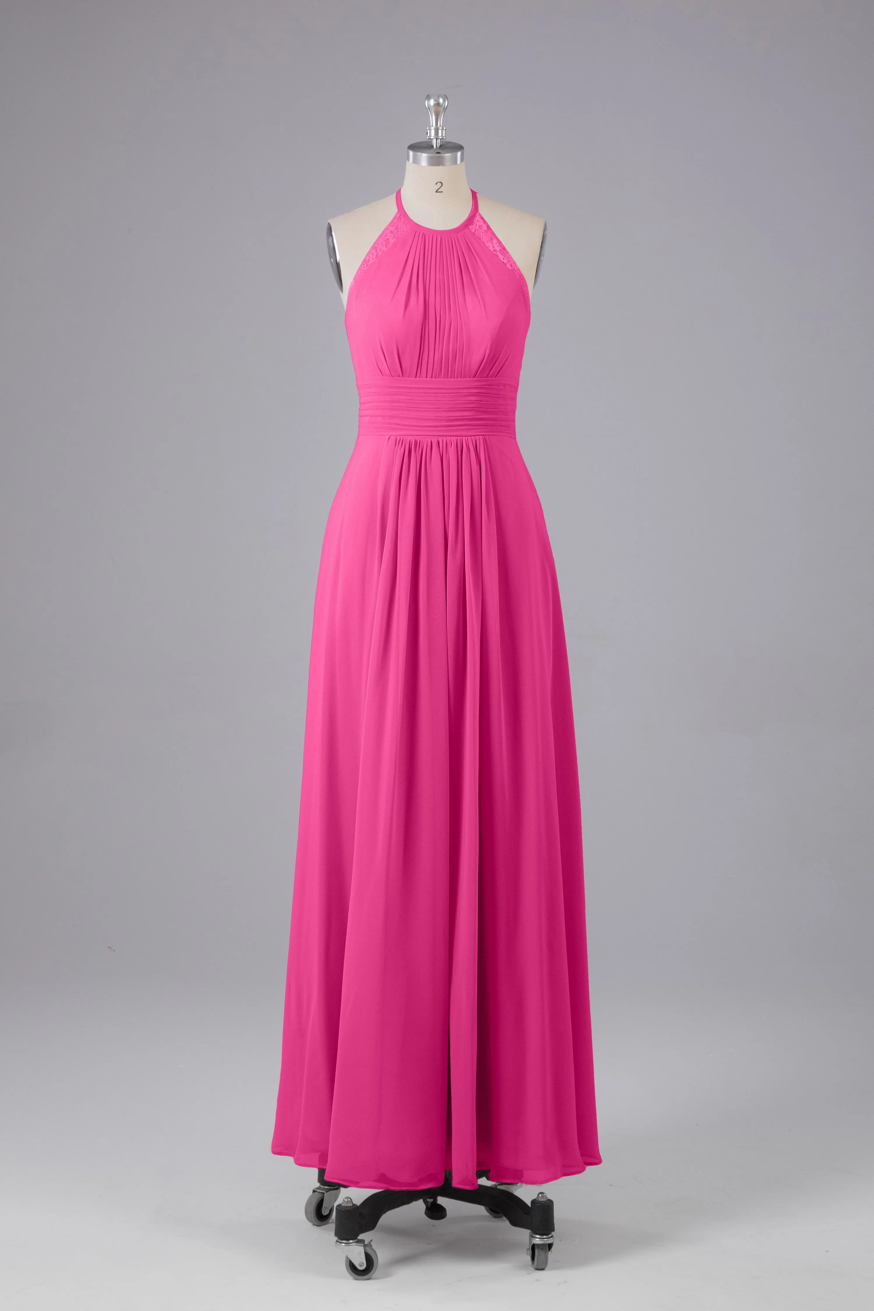 Chiffon Halter Bridesmaid Dresses - Floor Length, Elegant