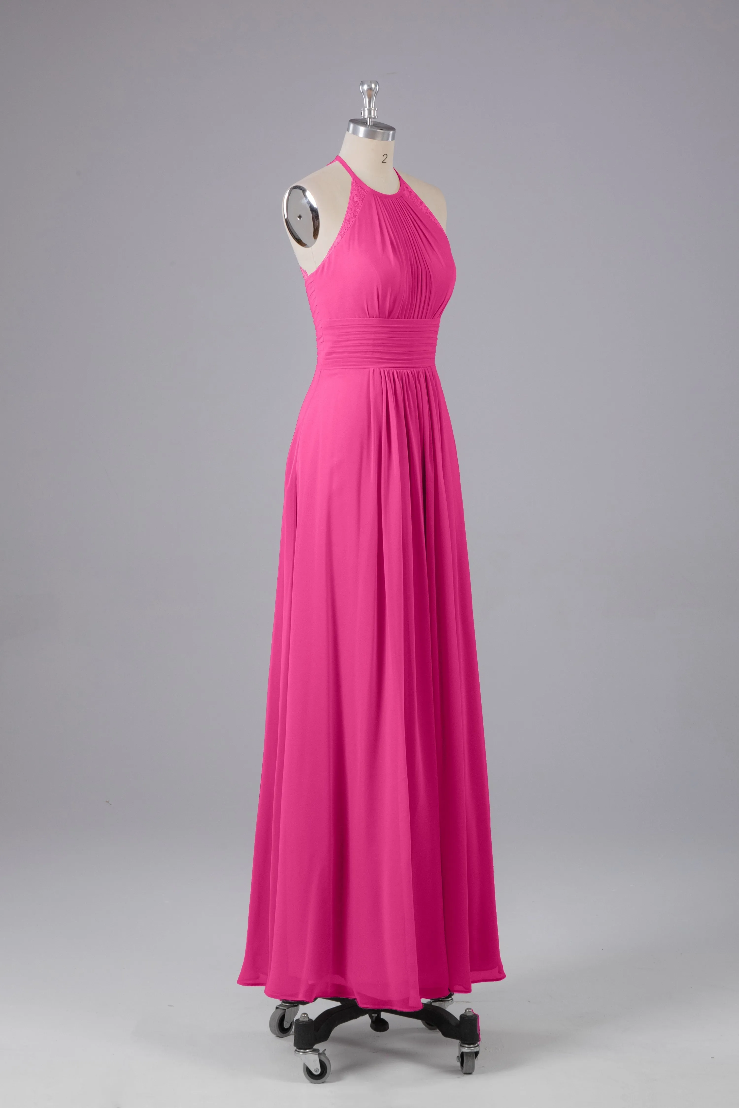 Chiffon Halter Bridesmaid Dresses - Floor Length, Elegant