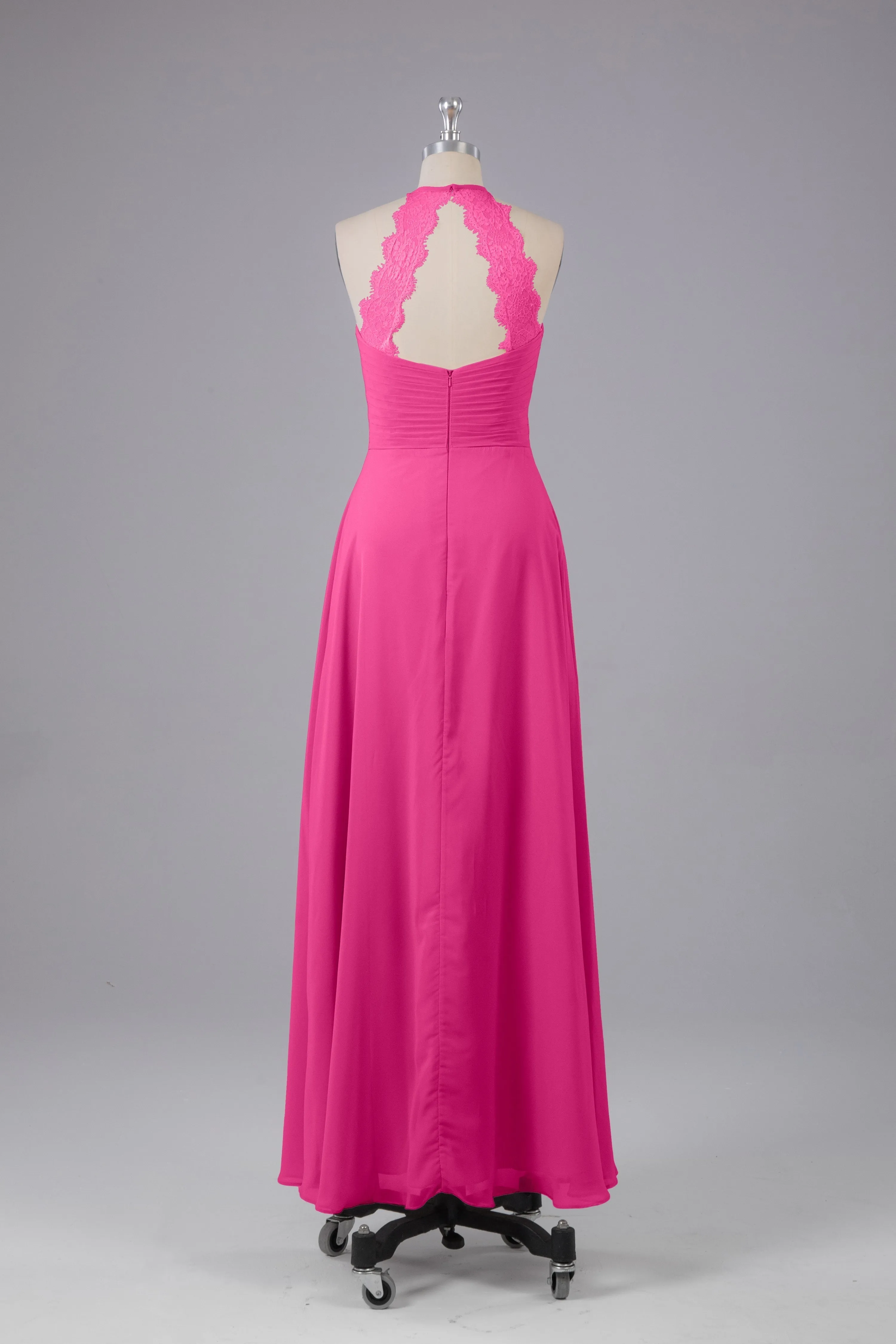 Chiffon Halter Bridesmaid Dresses - Floor Length, Elegant