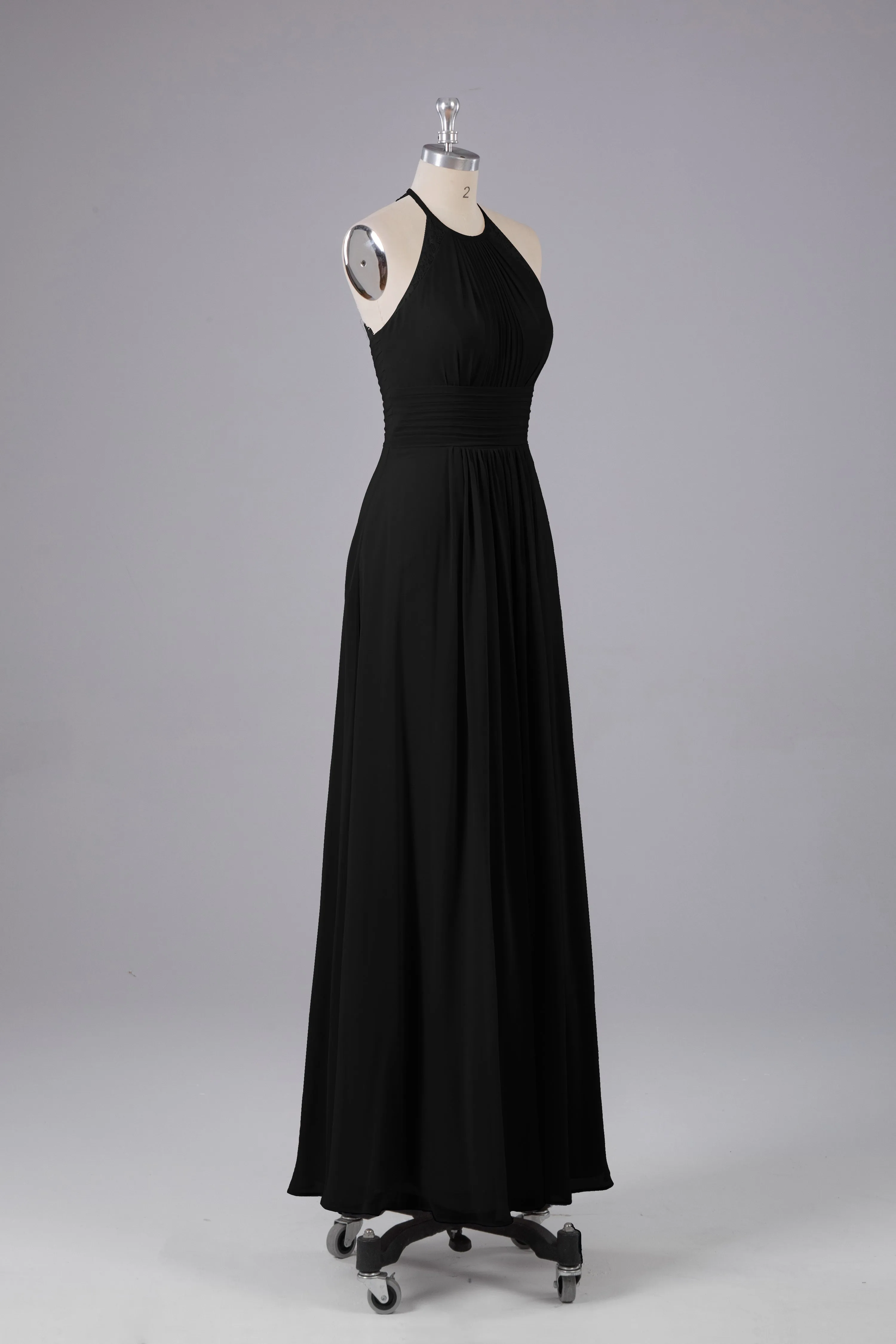 Chiffon Halter Bridesmaid Dresses - Floor Length, Elegant