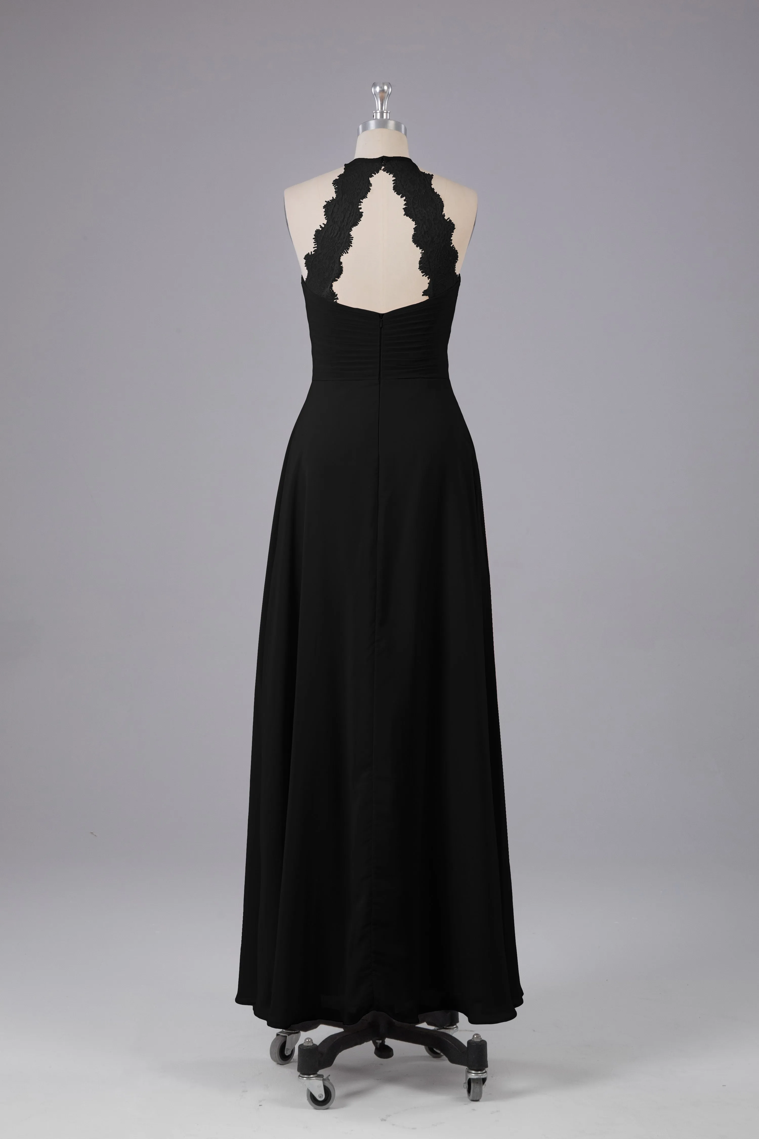 Chiffon Halter Bridesmaid Dresses - Floor Length, Elegant