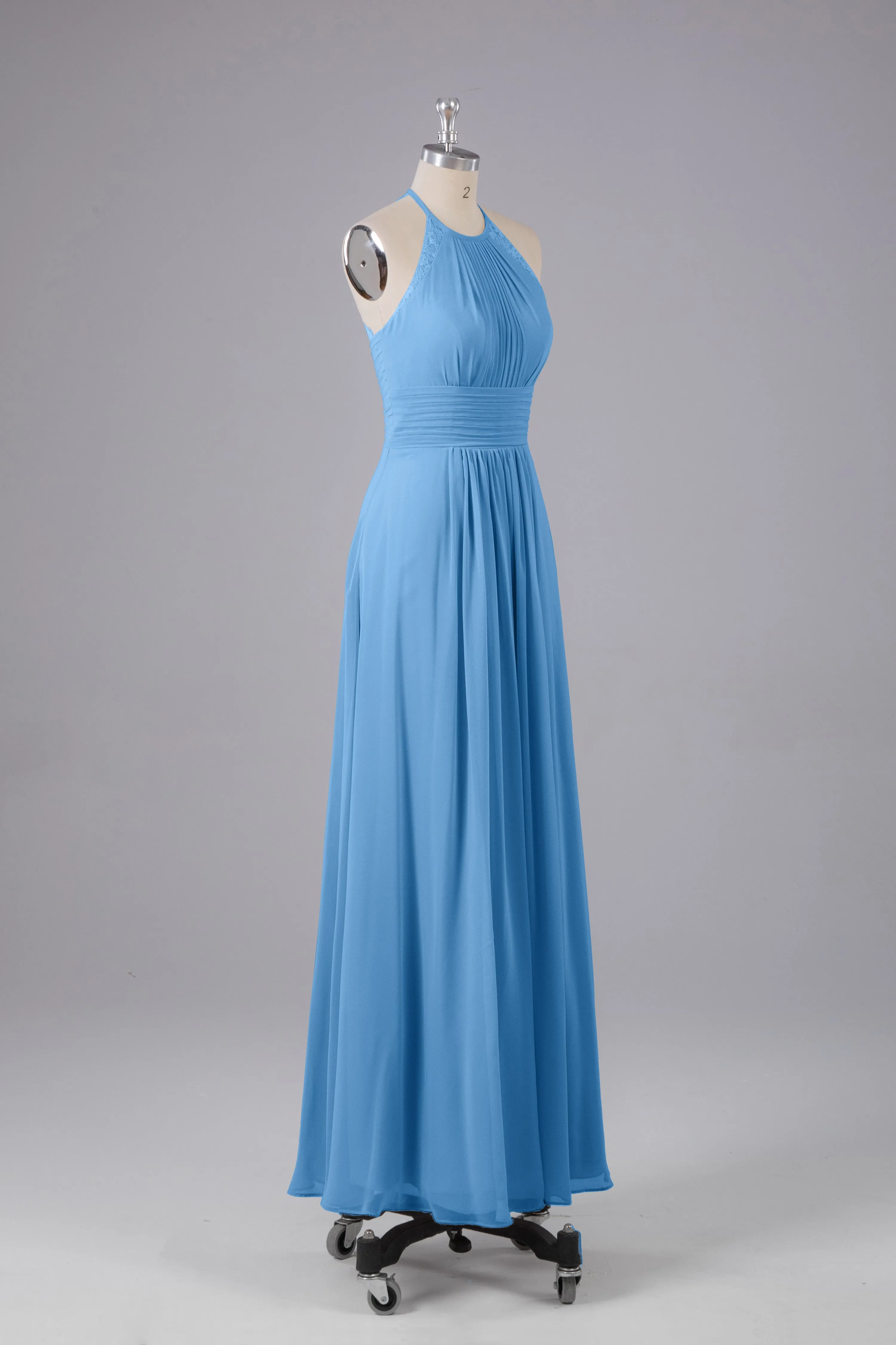 Chiffon Halter Bridesmaid Dresses - Floor Length, Elegant