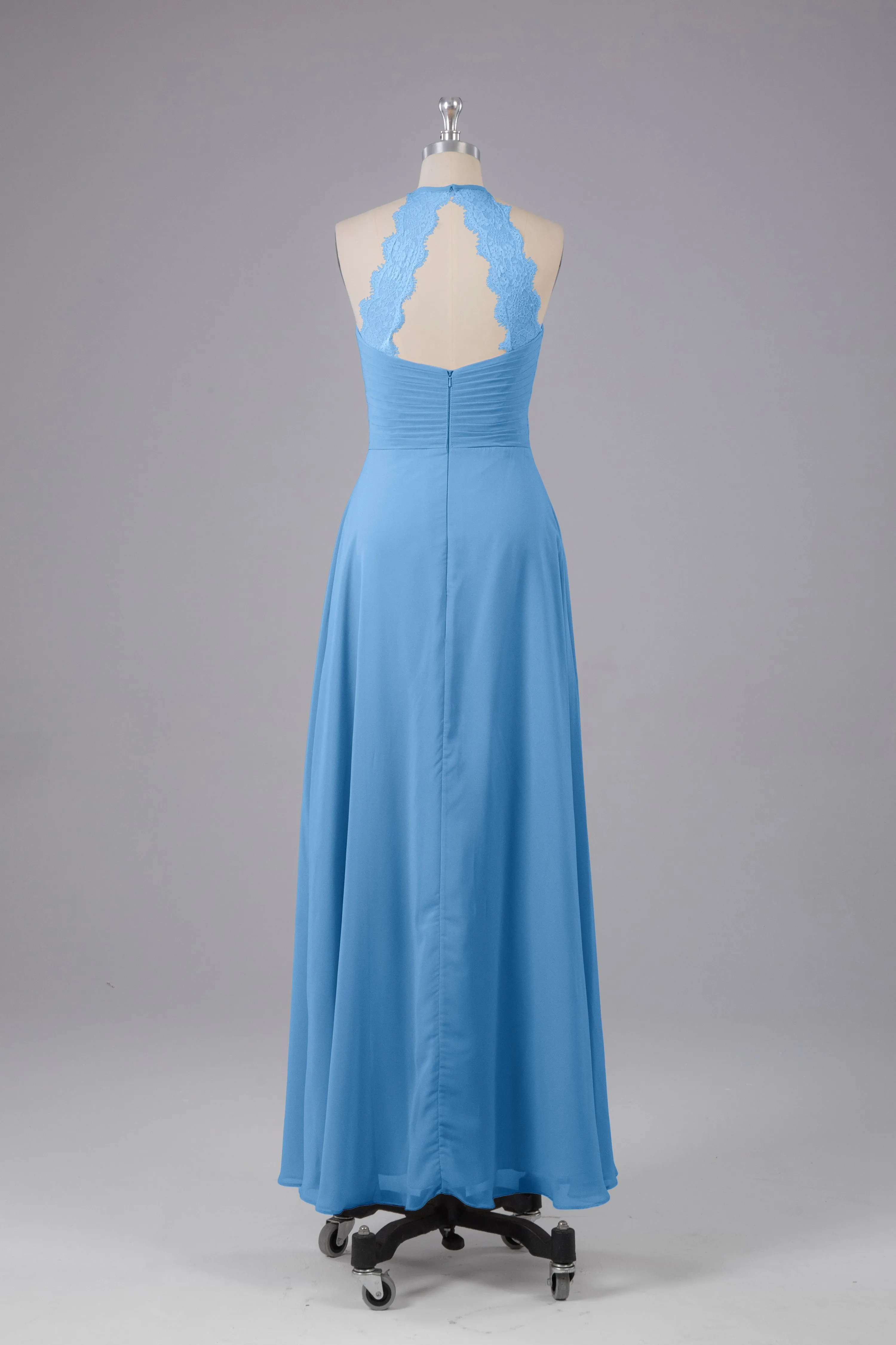 Chiffon Halter Bridesmaid Dresses - Floor Length, Elegant