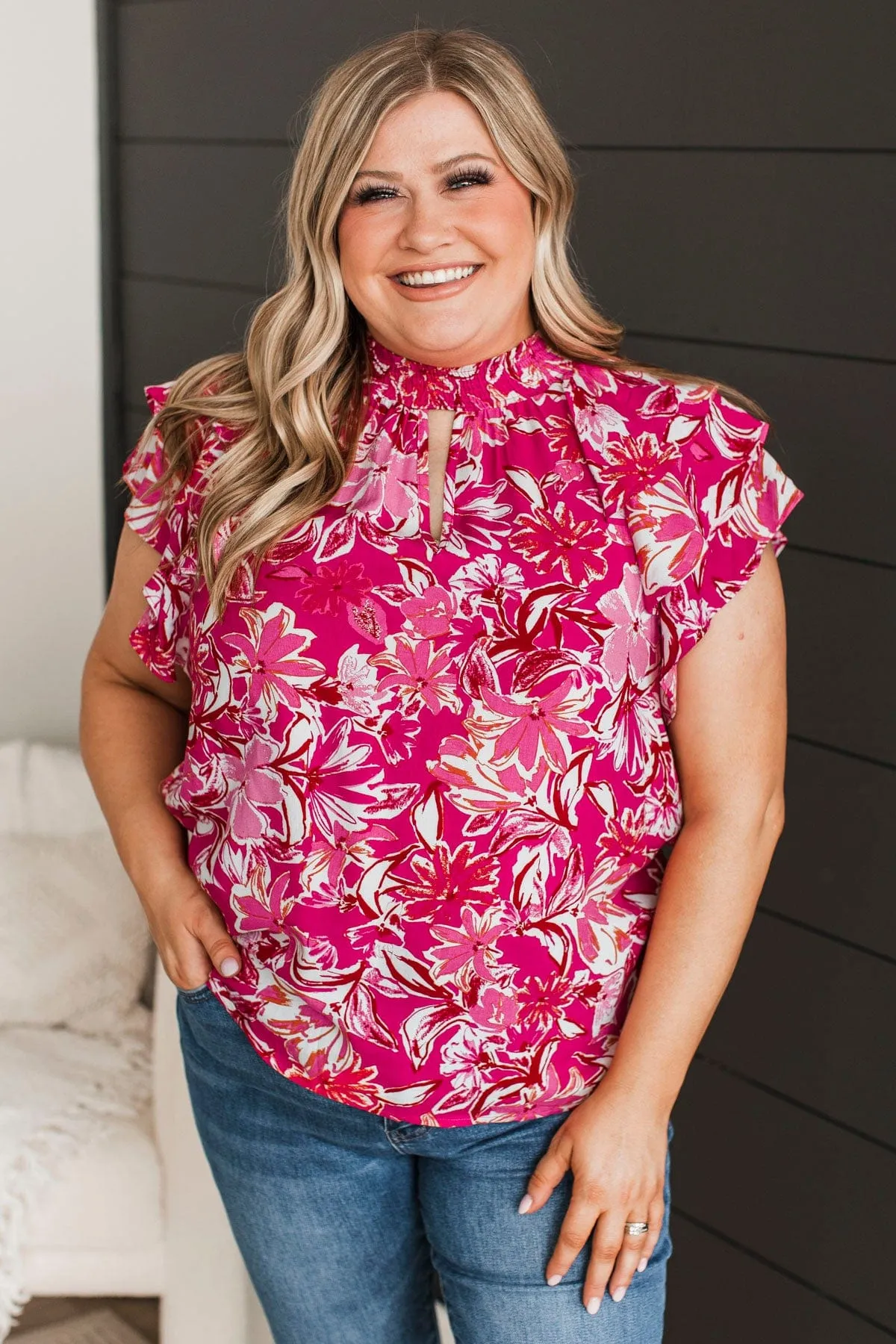 Enchanting Floral Blouse - Fuchsia