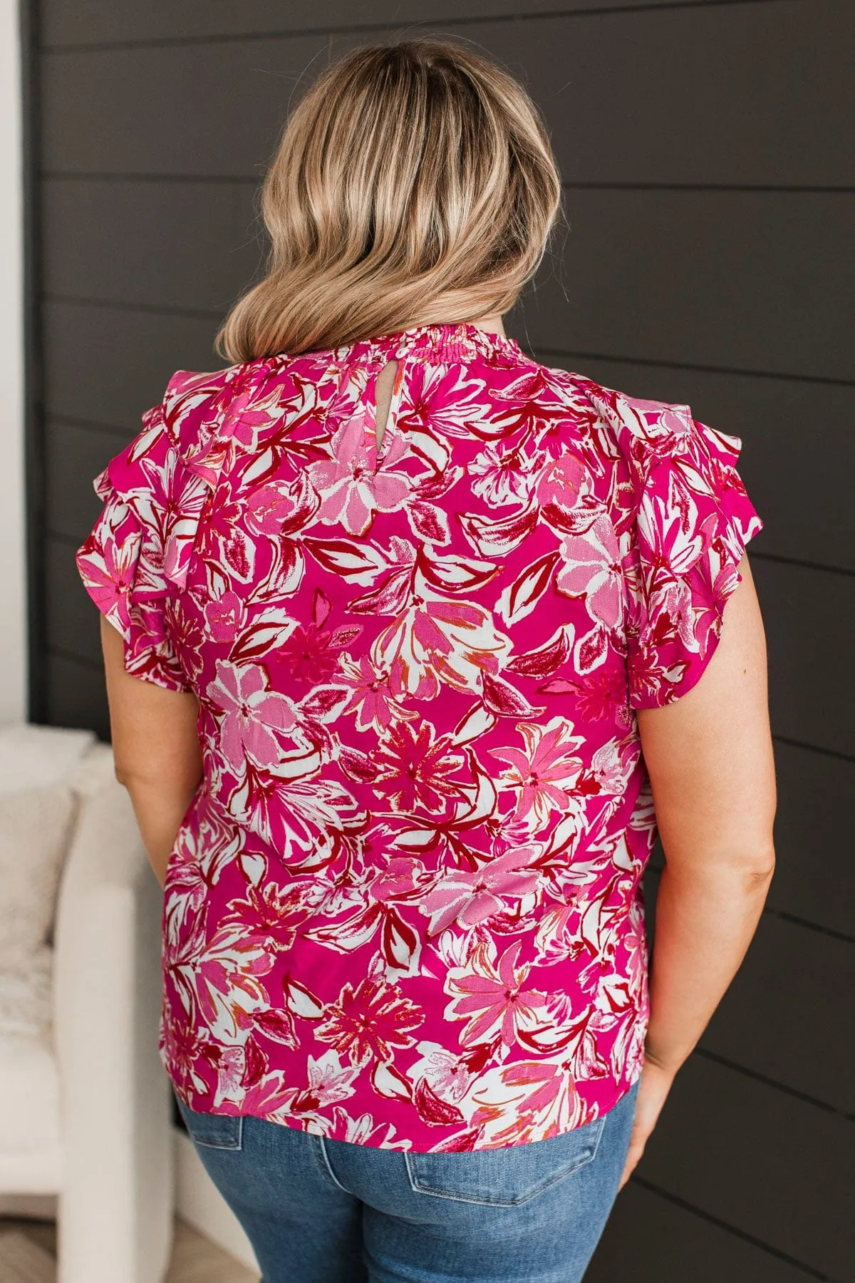 Enchanting Floral Blouse - Fuchsia