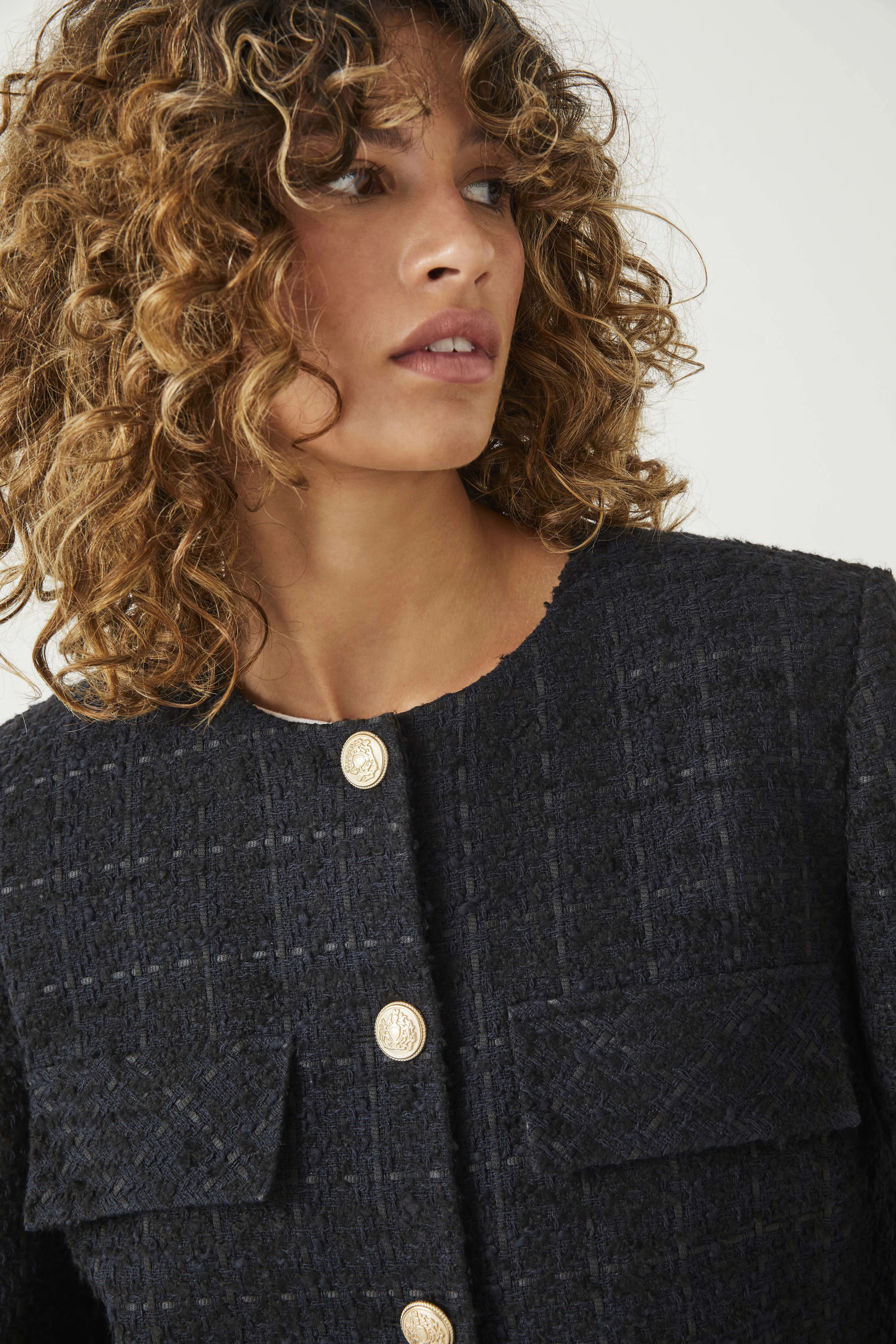 Esti Boucle Jacket - Tweed Blazer with Fringe Details