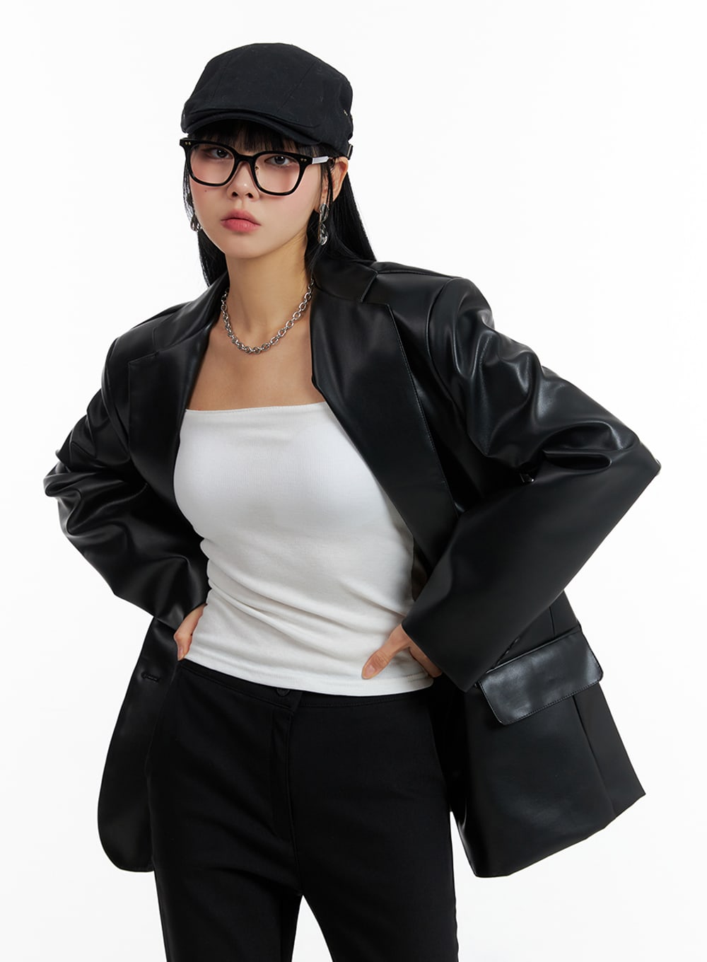 Faux Leather Biker Jacket - Polo Style | IF402