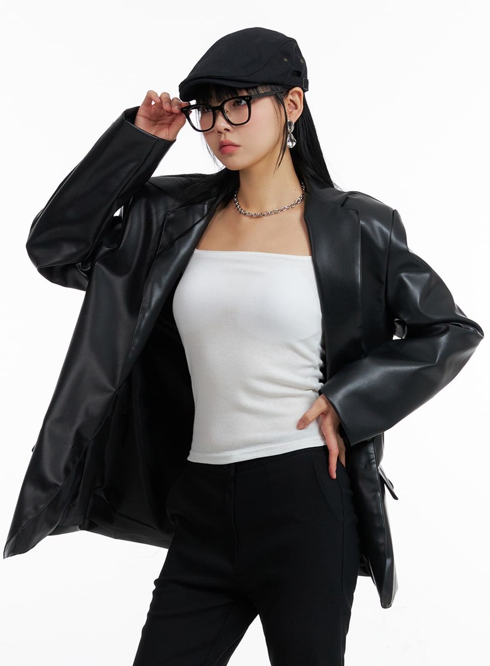 Faux Leather Biker Jacket - Polo Style | IF402