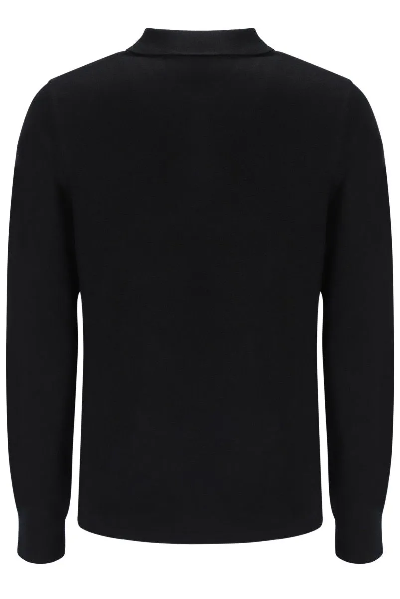 Fila Frank Knit Long Sleeve Polo Shirt Jumper in Black