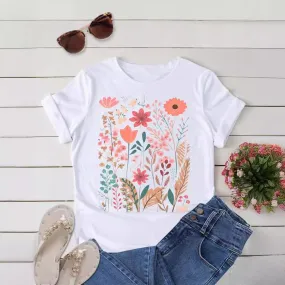 Floral Print Streetwear Short Sleeve Women's T-Shirt