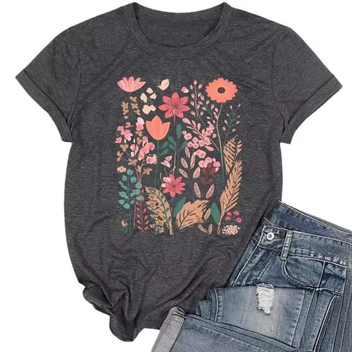 Floral Print Streetwear Short Sleeve Women's T-Shirt