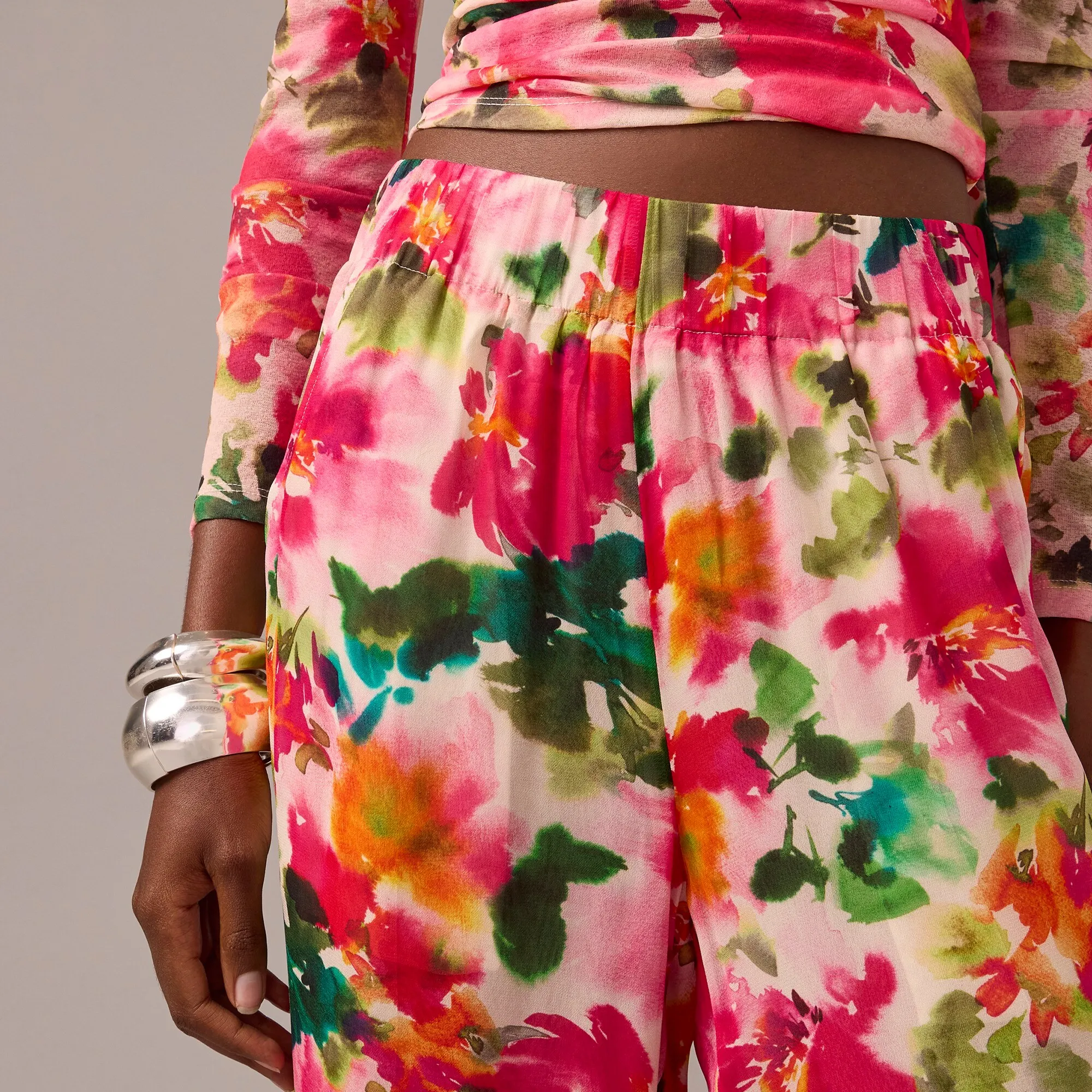 Astrid Floral Chiffon Pants Full Length