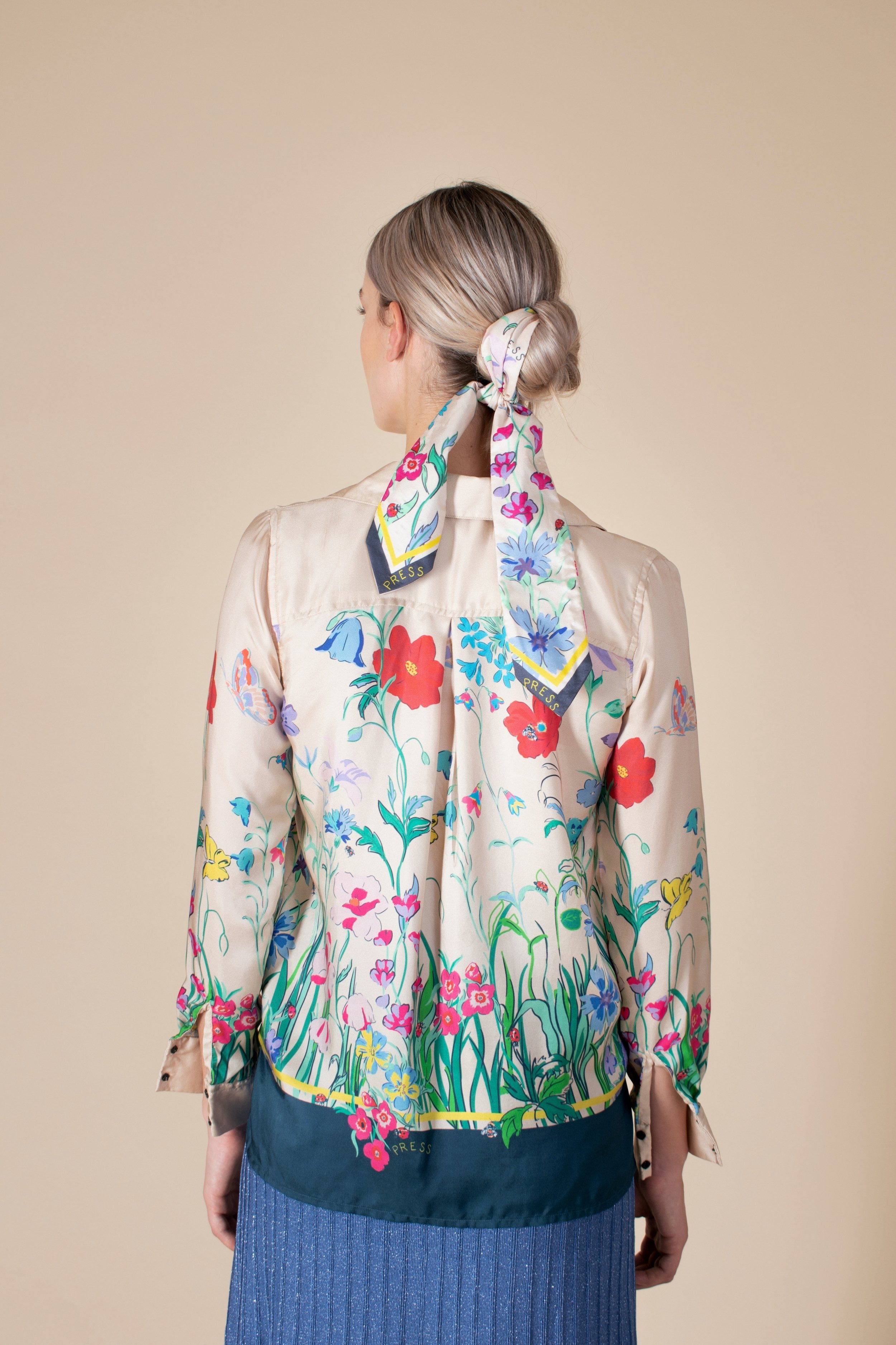 Garden print silk twill Jodie shirt