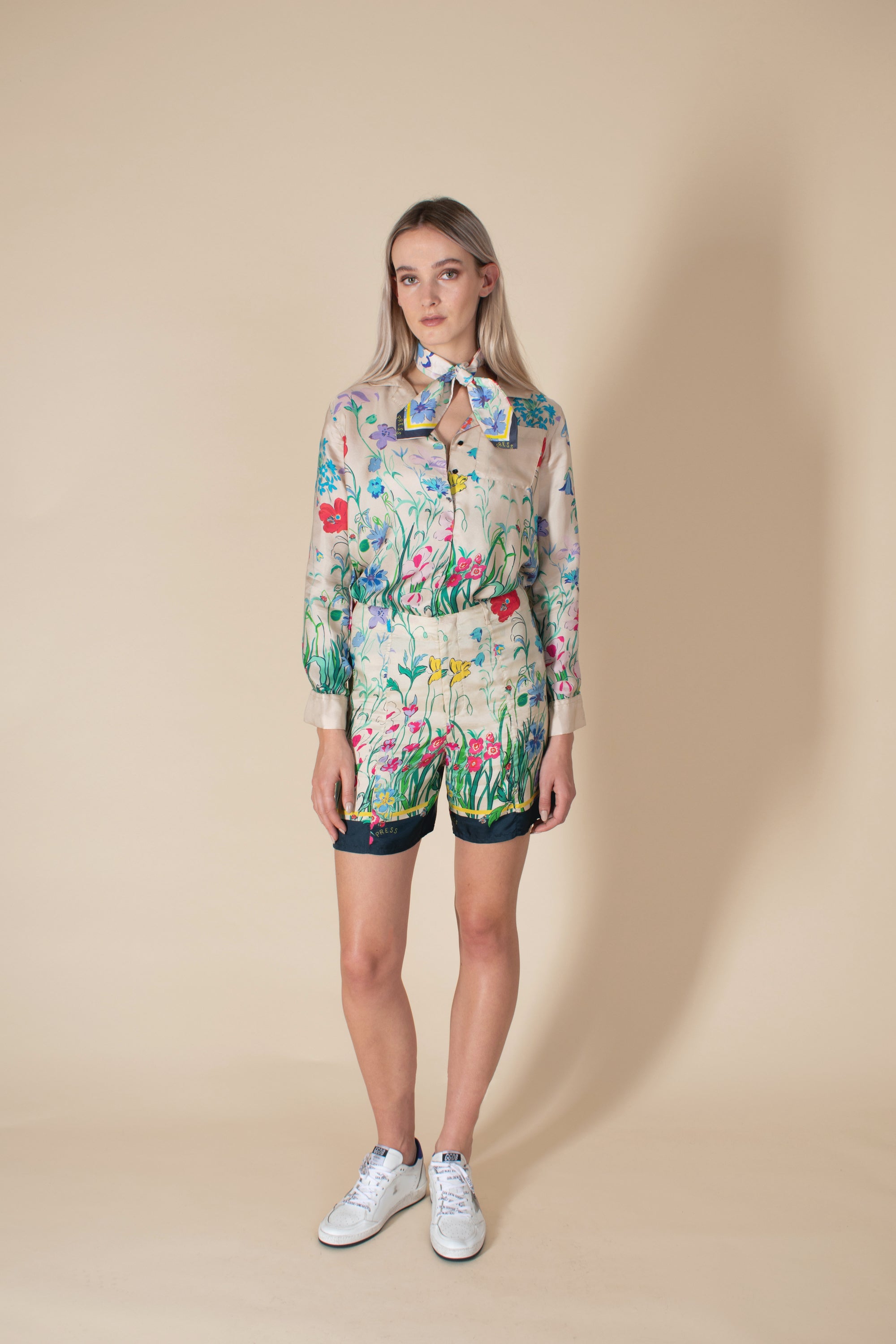 Garden print silk twill Jodie shirt