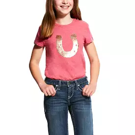 Girl's Ariat Sequin Shoe Tee, Rose Violet Heather