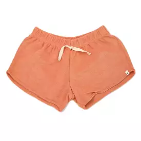 Girls Coral Cotton Terry Track Shorts