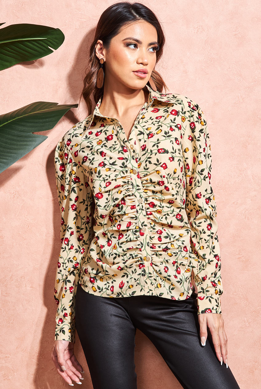 Goddiva Floral Print Shirt: Buy now - Limited stock available.