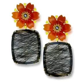 Gold Blossom Convertible Earrings, Carved Carnelian, Buy Online