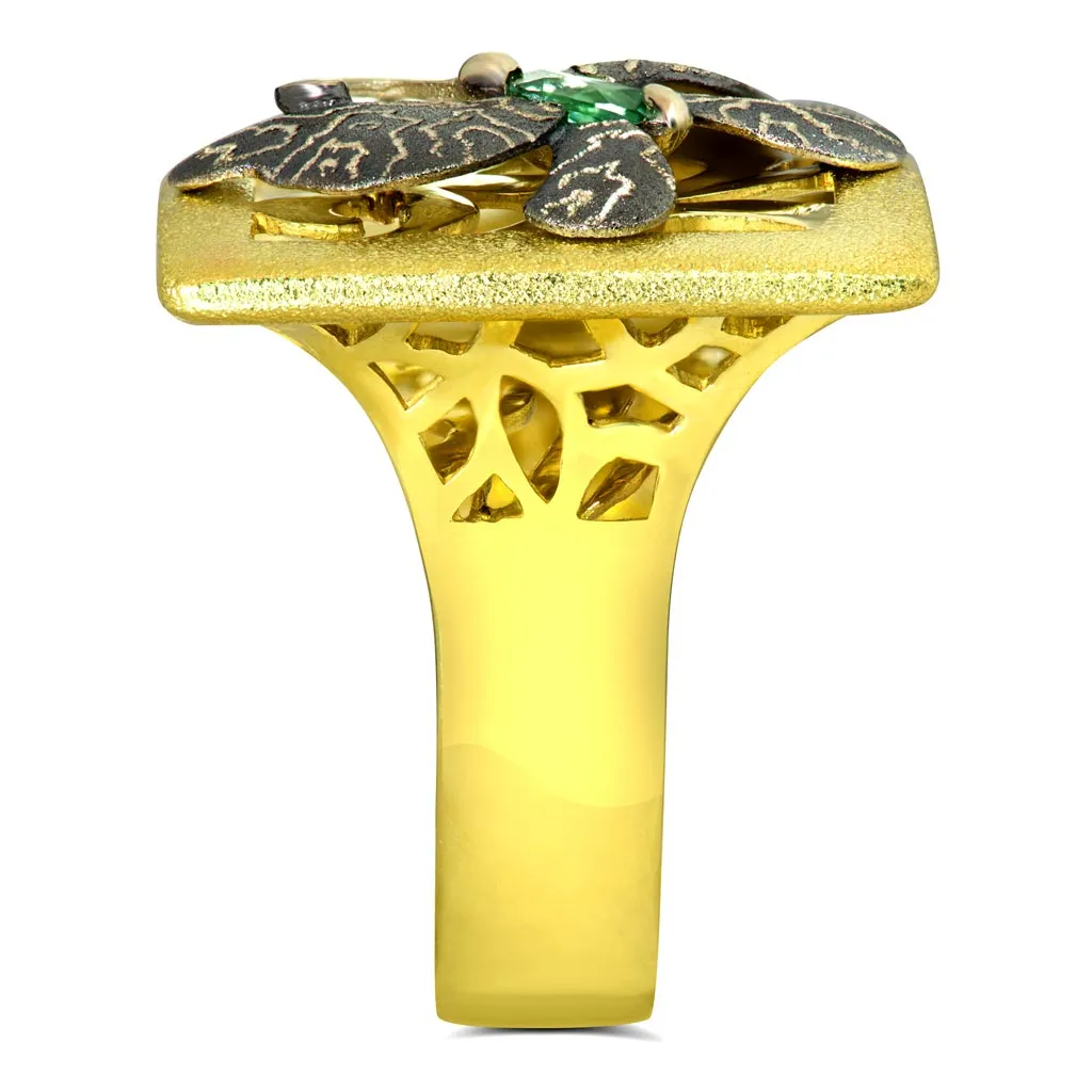 Gold Butterfly Ring with Tourmaline - Shop Now!